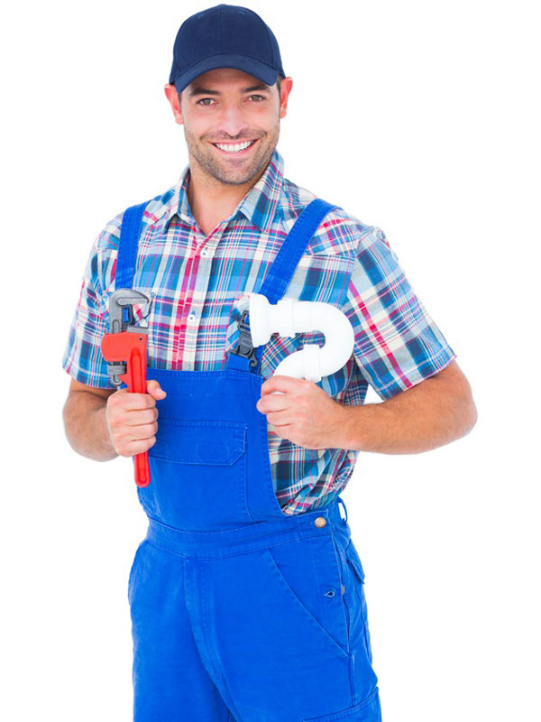 plumber smiling with tools