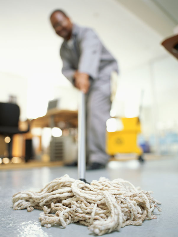 Janitor Mopping Floor